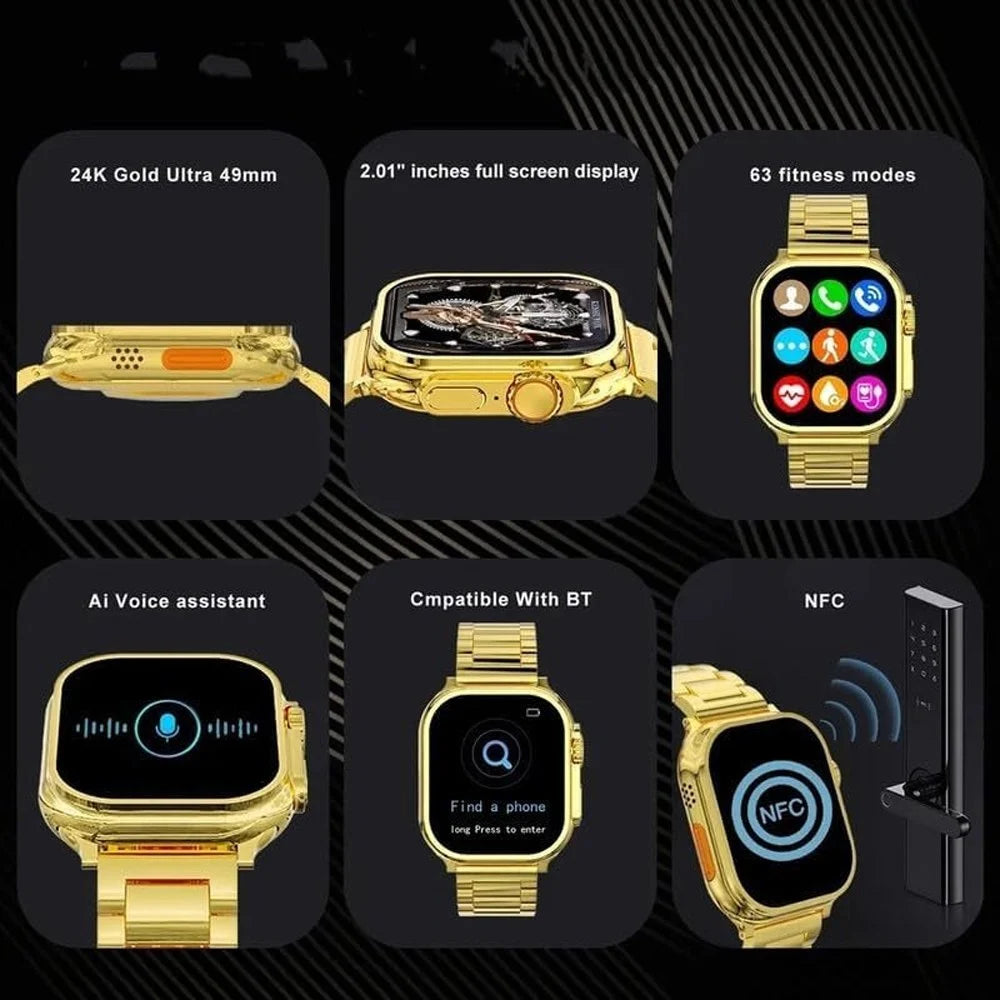 Golden Smart Bluetooth Smart Watch